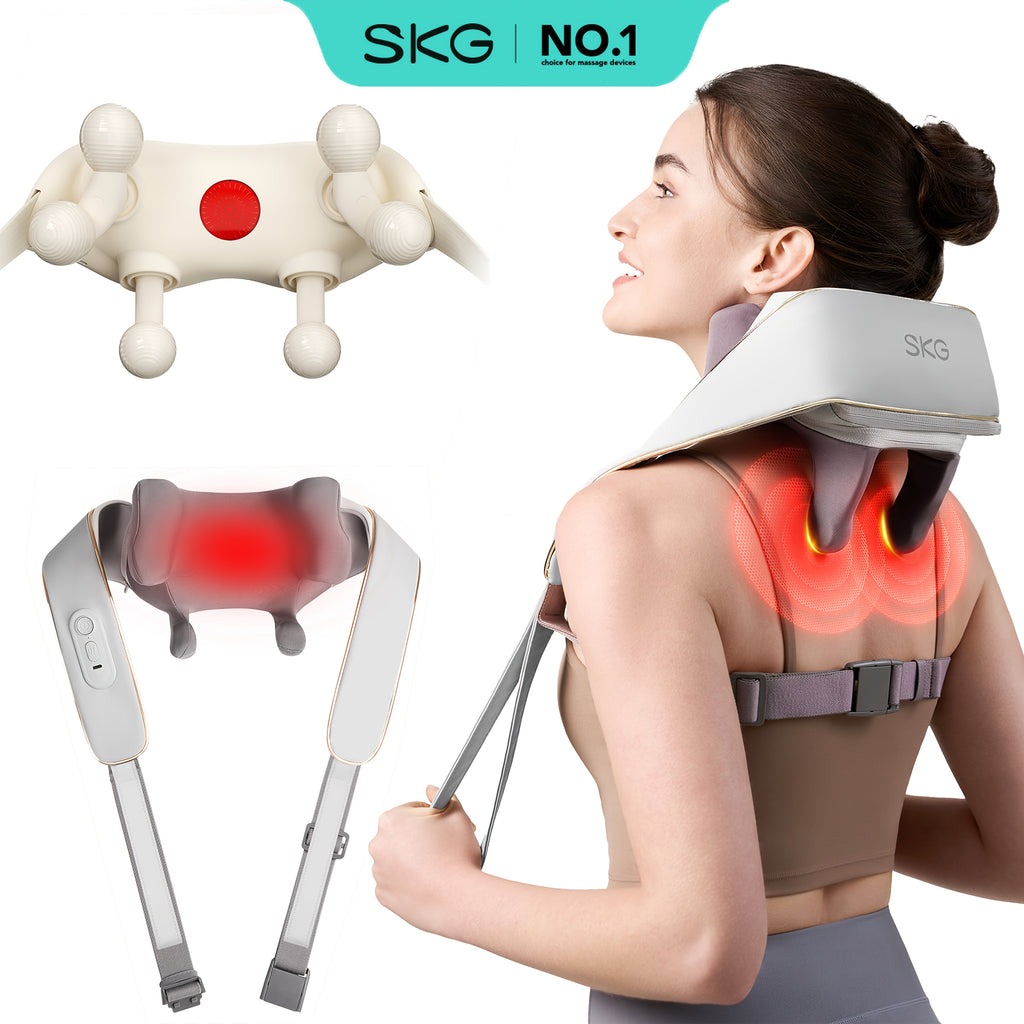 SKG 6D Bionic Hand Neck And Shoulder Massager with Heat, Wearable Trapezius Deep Tissue Kneading Machine, Hands-Free Device for Home Office, Thoughtful Wellness Gift for Women Mom Dad, Ideal Mother'S Day Present
