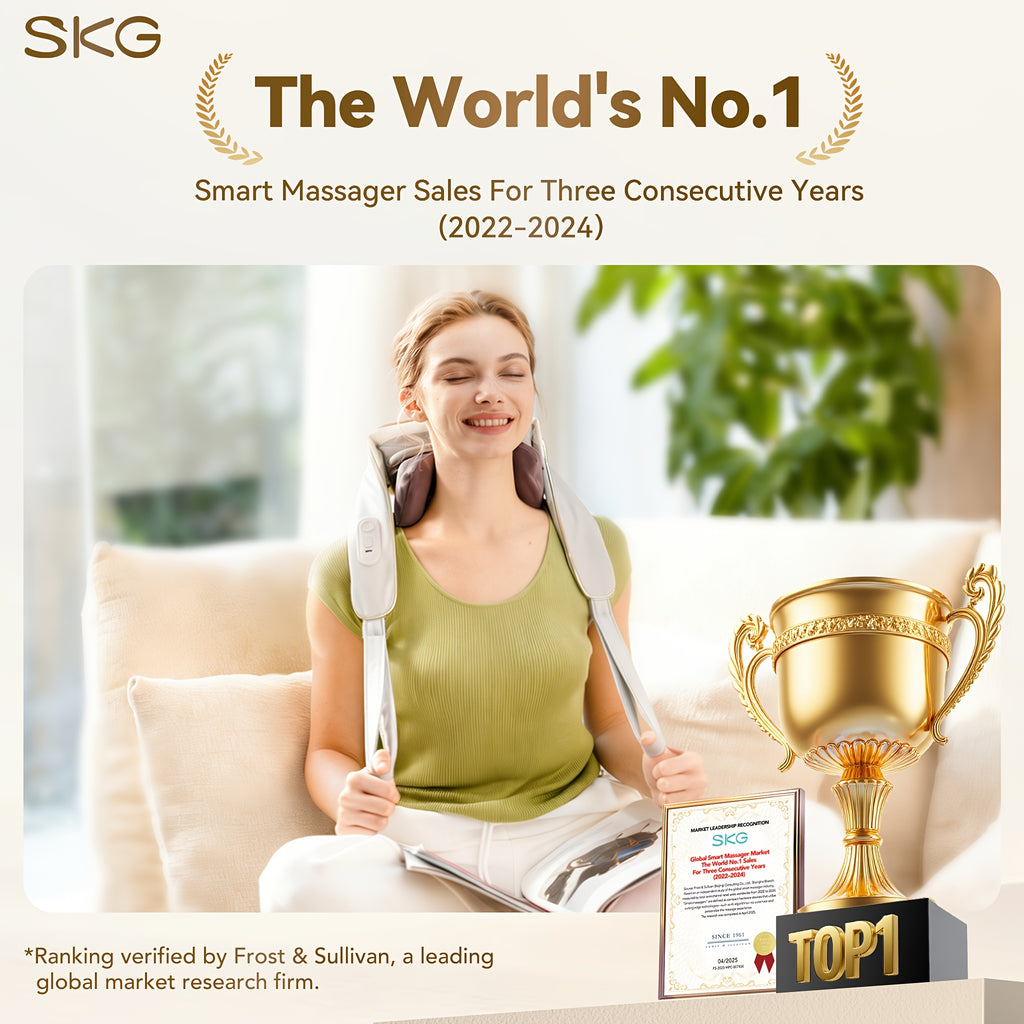 SKG 6D Bionic Hand Neck And Shoulder Massager with Heat, Wearable Trapezius Deep Tissue Kneading Machine, Hands-Free Device for Home Office, Thoughtful Wellness Gift for Women Mom Dad, Ideal Mother'S Day Present